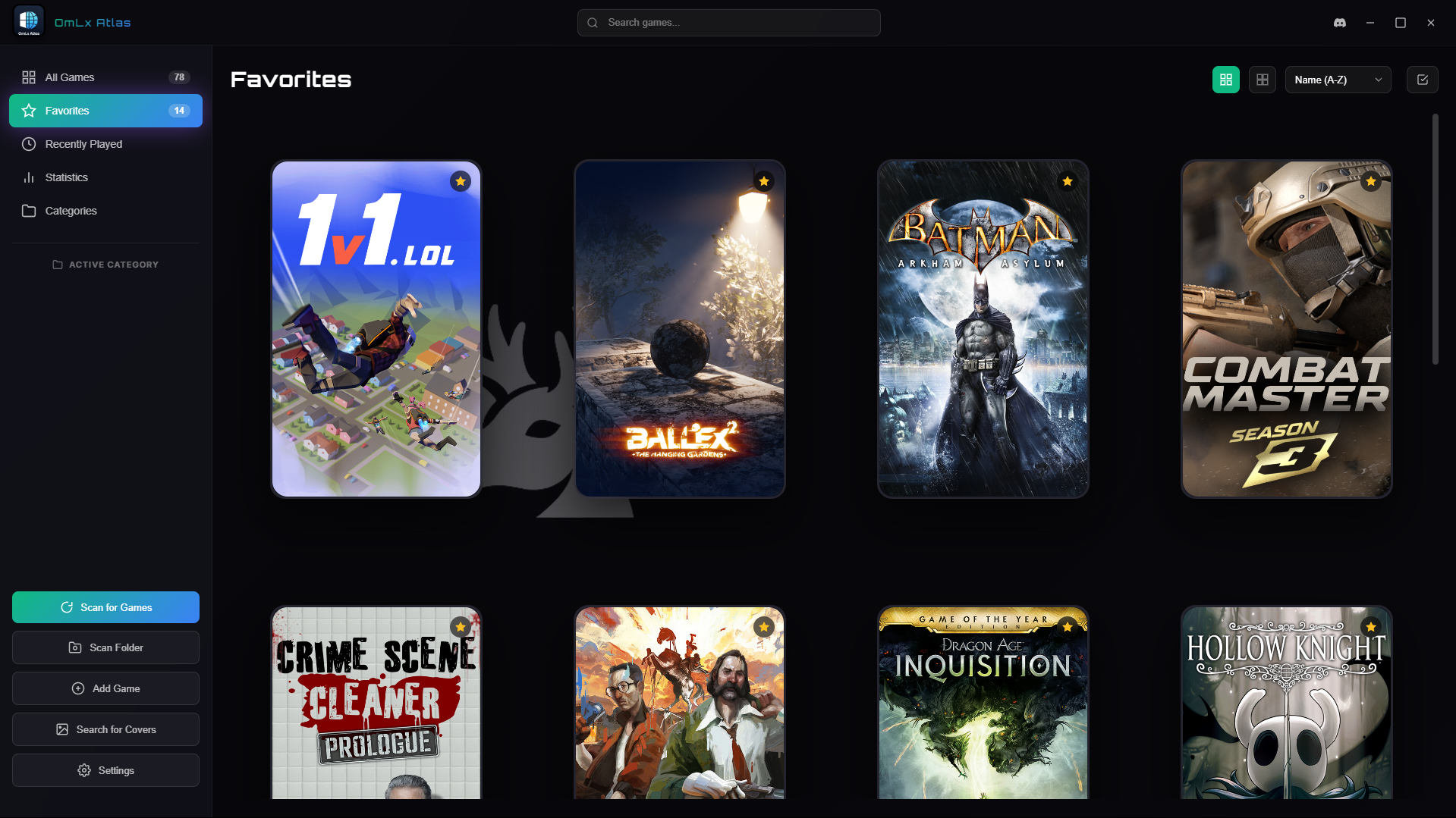 OmLx Atlas Desktop Game Library Interface